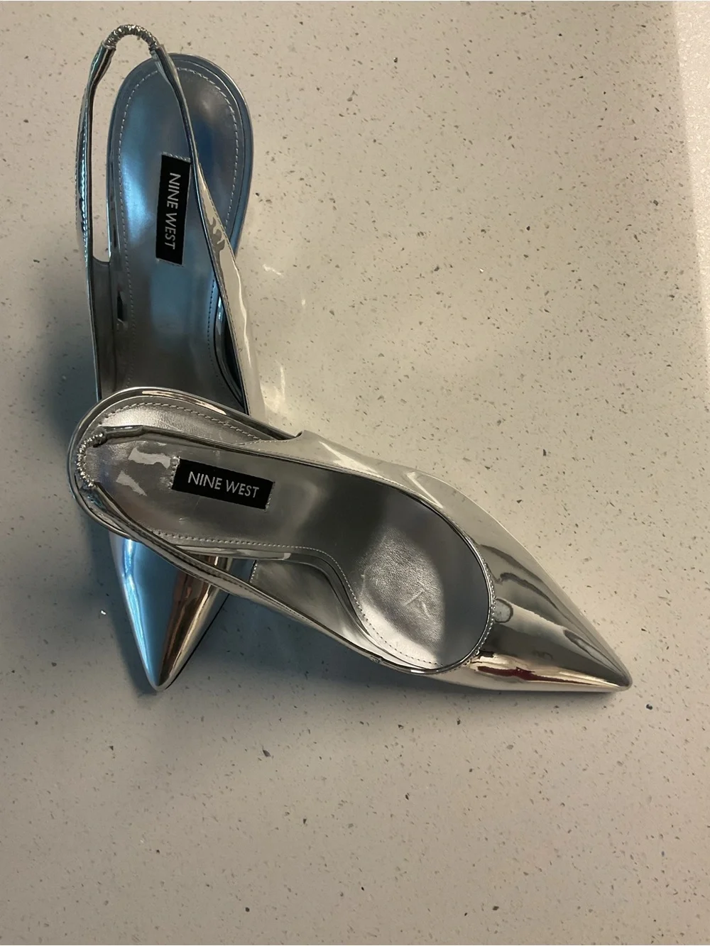 Nine West Silver Pointed Slingback Heels 11